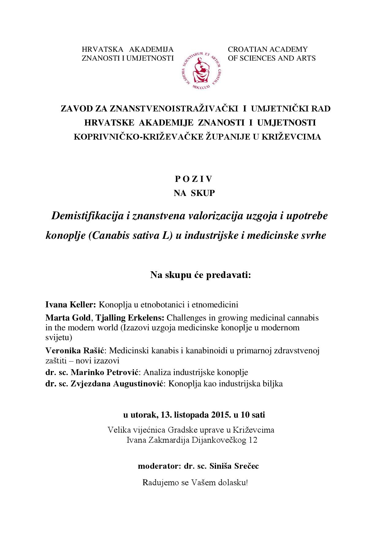 HAZU_POZIV-Znanstveni skup o medicinskoj konoplji
