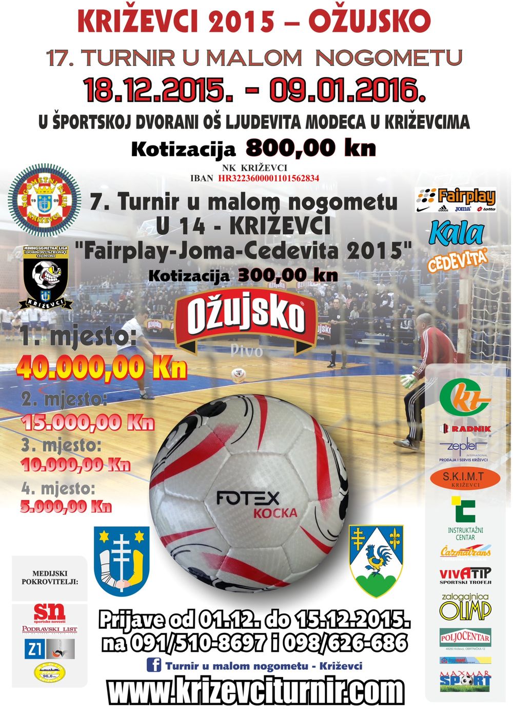 Najava - 17. turnir u Malom nogometu, Križevci 2015 - Ožujsko 