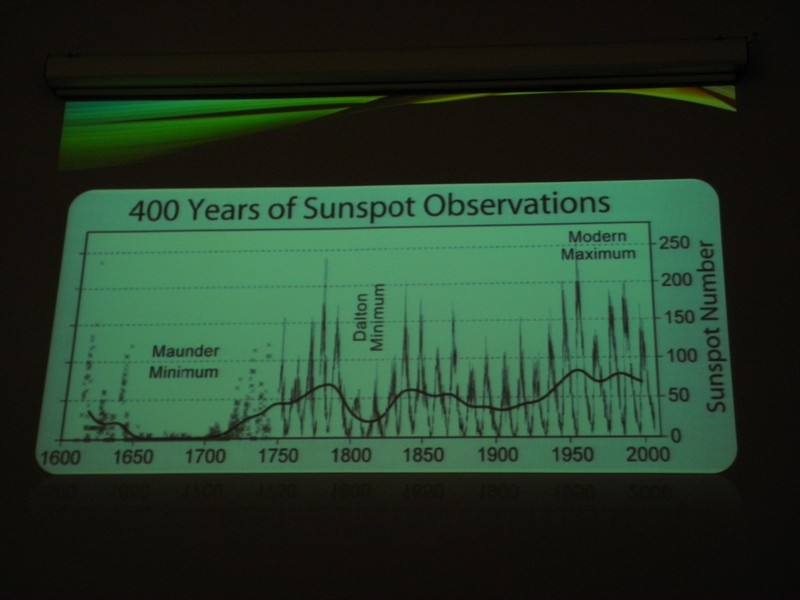 Kad se smanji broj Sunčevih pjega klima na Zemlji je hladnija (iz prezentacije akademika V. Paara (foto R. Matić).