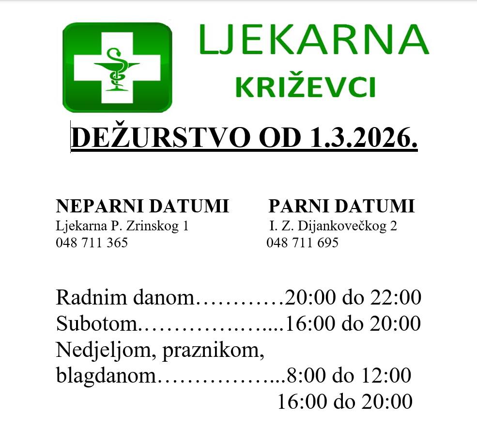Ljekarna Križevci - dežurstva